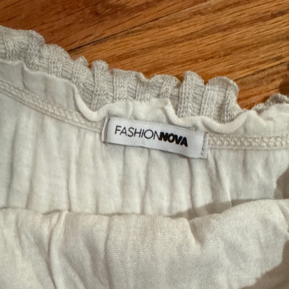 Cream Off-Shoulder Ribbed Button-Down Dress - Picture 2 of 4